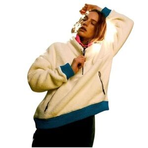 FP Movement by Free People Off-White and Teal Teddy Jacket